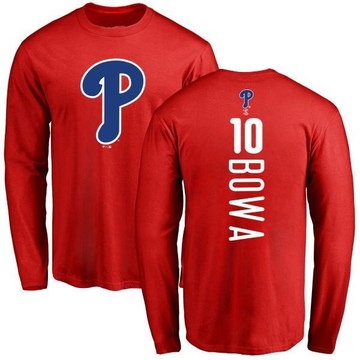 Men's Philadelphia Phillies Larry Bowa ＃10 Backer Long Sleeve T-Shirt - Red