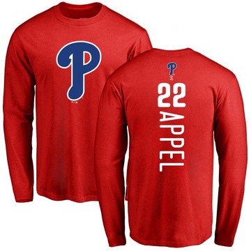 Men's Philadelphia Phillies Mark Appel ＃22 Backer Long Sleeve T-Shirt - Red