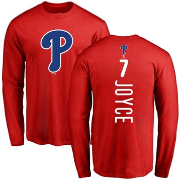 Men's Philadelphia Phillies Matt Joyce ＃7 Backer Long Sleeve T-Shirt - Red