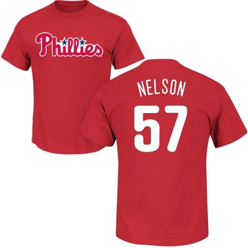 Men's Philadelphia Phillies Nick Nelson ＃57 Roster Name & Number T-Shirt - Red