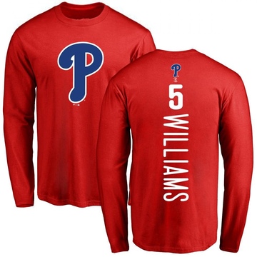 Men's Philadelphia Phillies Nick Williams ＃5 Backer Long Sleeve T-Shirt - Red