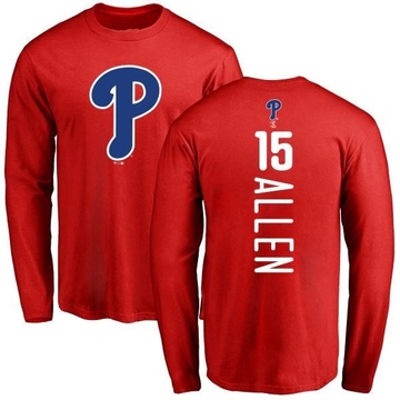 Men's Philadelphia Phillies Richie Allen ＃15 Backer Long Sleeve T-Shirt - Red