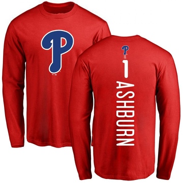 Men's Philadelphia Phillies Richie Ashburn ＃1 Backer Long Sleeve T-Shirt - Red