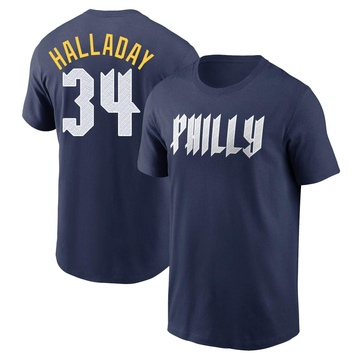 Men's Philadelphia Phillies Roy Halladay ＃34 2024 City Connect Fuse Name & Number T-Shirt - Navy