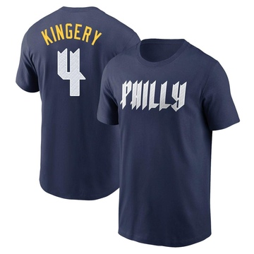 Men's Philadelphia Phillies Scott Kingery ＃4 2024 City Connect Fuse Name & Number T-Shirt - Navy