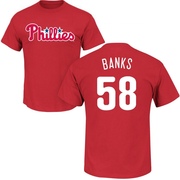 Men's Philadelphia Phillies Tanner Banks ＃58 Roster Name & Number T-Shirt - Red