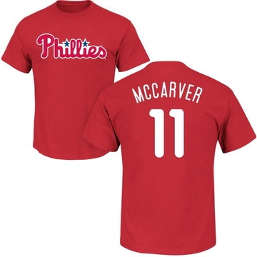 Men's Philadelphia Phillies Tim McCarver ＃11 Roster Name & Number T-Shirt - Red