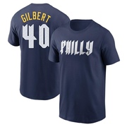 Men's Philadelphia Phillies Tyler Gilbert ＃40 2024 City Connect Fuse Name & Number T-Shirt - Navy