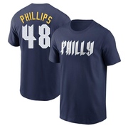 Men's Philadelphia Phillies Tyler Phillips ＃48 2024 City Connect Fuse Name & Number T-Shirt - Navy