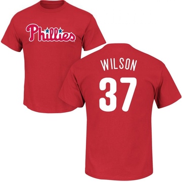 Men's Philadelphia Phillies Weston Wilson ＃37 Roster Name & Number T-Shirt - Red