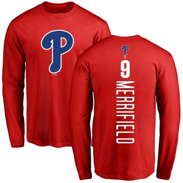 Men's Philadelphia Phillies Whit Merrifield ＃9 Backer Long Sleeve T-Shirt - Red