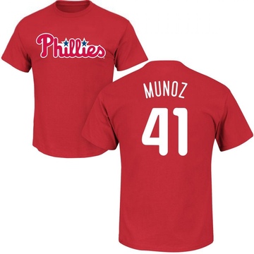 Men's Philadelphia Phillies Yairo Munoz ＃41 Roster Name & Number T-Shirt - Red