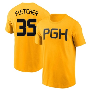 Men's Pittsburgh Pirates Aaron Fletcher ＃35 2023 City Connect Name & Number T-Shirt - Gold