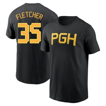 Men's Pittsburgh Pirates Aaron Fletcher ＃35 2023 City Connect Wordmark Name & Number T-Shirt - Black