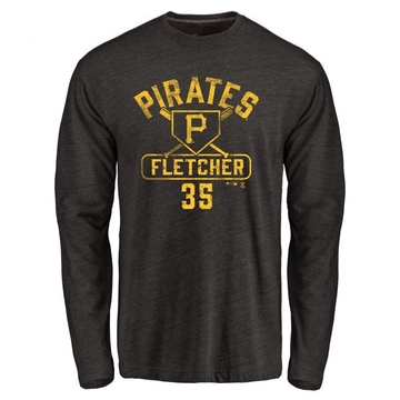 Men's Pittsburgh Pirates Aaron Fletcher ＃35 Base Runner Long Sleeve T-Shirt - Black