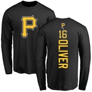 Men's Pittsburgh Pirates Al Oliver ＃16 Backer Long Sleeve T-Shirt - Black