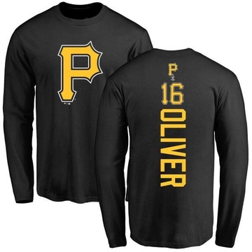 Men's Pittsburgh Pirates Al Oliver ＃16 Backer Long Sleeve T-Shirt - Black