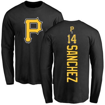 Men's Pittsburgh Pirates Ali Sanchez ＃14 Backer Long Sleeve T-Shirt - Black