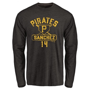 Men's Pittsburgh Pirates Ali Sanchez ＃14 Base Runner Long Sleeve T-Shirt - Black