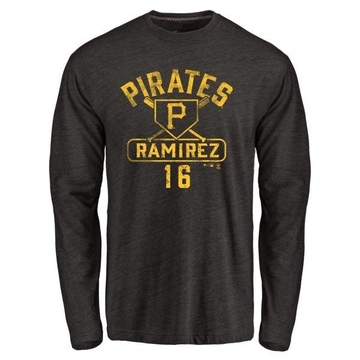 Men's Pittsburgh Pirates Aramis Ramirez ＃16 Base Runner Long Sleeve T-Shirt - Black