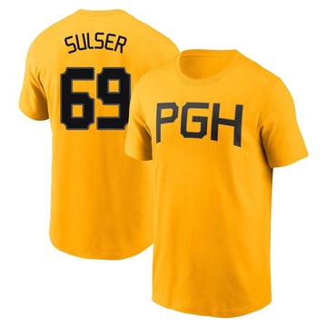 Men's Pittsburgh Pirates Beau Sulser ＃69 2023 City Connect Name & Number T-Shirt - Gold