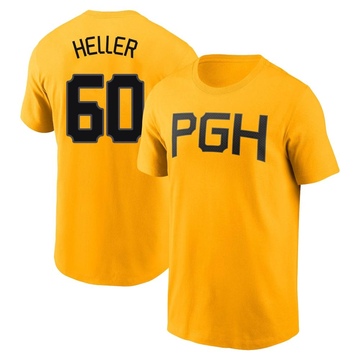 Men's Pittsburgh Pirates Ben Heller ＃60 2023 City Connect Name & Number T-Shirt - Gold