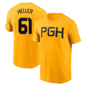 Men's Pittsburgh Pirates Ben Heller ＃61 2023 City Connect Name & Number T-Shirt - Gold