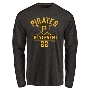 Men's Pittsburgh Pirates Bert Blyleven ＃22 Base Runner Long Sleeve T-Shirt - Black