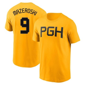 Men's Pittsburgh Pirates Bill Mazeroski ＃9 2023 City Connect Name & Number T-Shirt - Gold