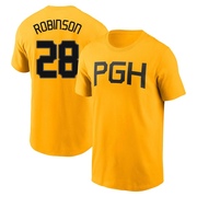 Men's Pittsburgh Pirates Bill Robinson ＃28 2023 City Connect Name & Number T-Shirt - Gold