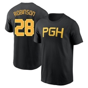 Men's Pittsburgh Pirates Bill Robinson ＃28 2023 City Connect Wordmark Name & Number T-Shirt - Black