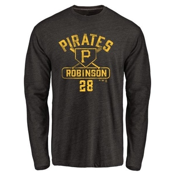 Men's Pittsburgh Pirates Bill Robinson ＃28 Base Runner Long Sleeve T-Shirt - Black