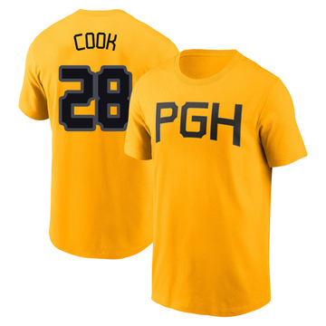 Men's Pittsburgh Pirates Billy Cook ＃28 2023 City Connect Name & Number T-Shirt - Gold