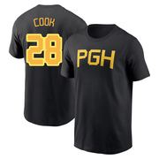 Men's Pittsburgh Pirates Billy Cook ＃28 2023 City Connect Wordmark Name & Number T-Shirt - Black