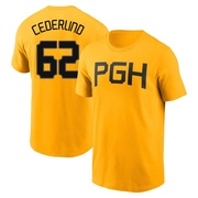 Men's Pittsburgh Pirates Blake Cederlind ＃62 2023 City Connect Name & Number T-Shirt - Gold