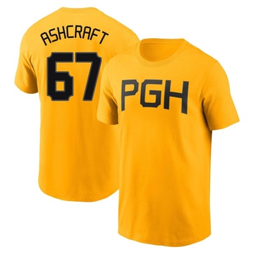 Men's Pittsburgh Pirates Braxton Ashcraft ＃67 2023 City Connect Name & Number T-Shirt - Gold