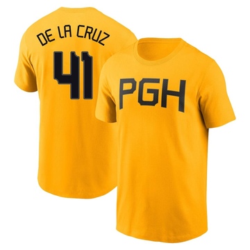 Men's Pittsburgh Pirates Bryan De La Cruz ＃41 2023 City Connect Name & Number T-Shirt - Gold