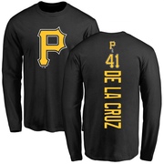 Men's Pittsburgh Pirates Bryan De La Cruz ＃41 Backer Long Sleeve T-Shirt - Black