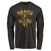 Men's Pittsburgh Pirates Bryan De La Cruz ＃41 Base Runner Long Sleeve T-Shirt - Black