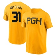 Men's Pittsburgh Pirates Cal Mitchell ＃31 2023 City Connect Name & Number T-Shirt - Gold