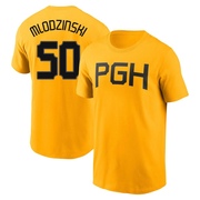 Men's Pittsburgh Pirates Carmen Mlodzinski ＃50 2023 City Connect Name & Number T-Shirt - Gold