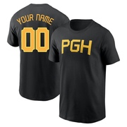 Men's Pittsburgh Pirates Custom ＃00 2023 City Connect Wordmark Name & Number T-Shirt - Black