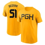 Men's Pittsburgh Pirates David Bednar ＃51 2023 City Connect Name & Number T-Shirt - Gold