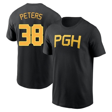 Men's Pittsburgh Pirates Dillon Peters ＃38 2023 City Connect Wordmark Name & Number T-Shirt - Black