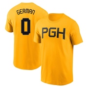 Men's Pittsburgh Pirates Domingo German ＃0 2023 City Connect Name & Number T-Shirt - Gold