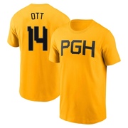 Men's Pittsburgh Pirates Ed Ott ＃14 2023 City Connect Name & Number T-Shirt - Gold