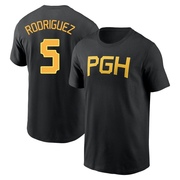 Men's Pittsburgh Pirates Endy Rodriguez ＃5 2023 City Connect Wordmark Name & Number T-Shirt - Black