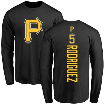 Men's Pittsburgh Pirates Endy Rodriguez ＃5 Backer Long Sleeve T-Shirt - Black