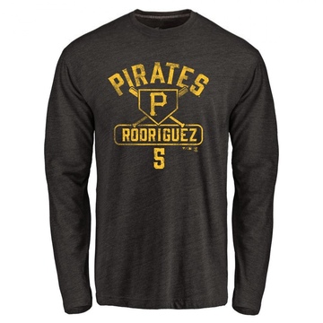 Men's Pittsburgh Pirates Endy Rodriguez ＃5 Base Runner Long Sleeve T-Shirt - Black