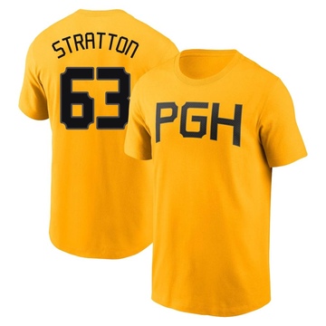 Men's Pittsburgh Pirates Hunter Stratton ＃63 2023 City Connect Name & Number T-Shirt - Gold